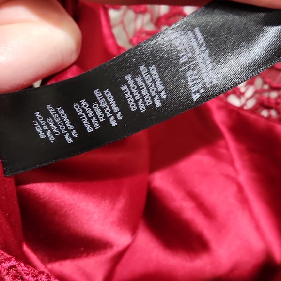 Practically New! WHBM Dark-Red Lace Holiday Mini Dress - Picture 5 of 7